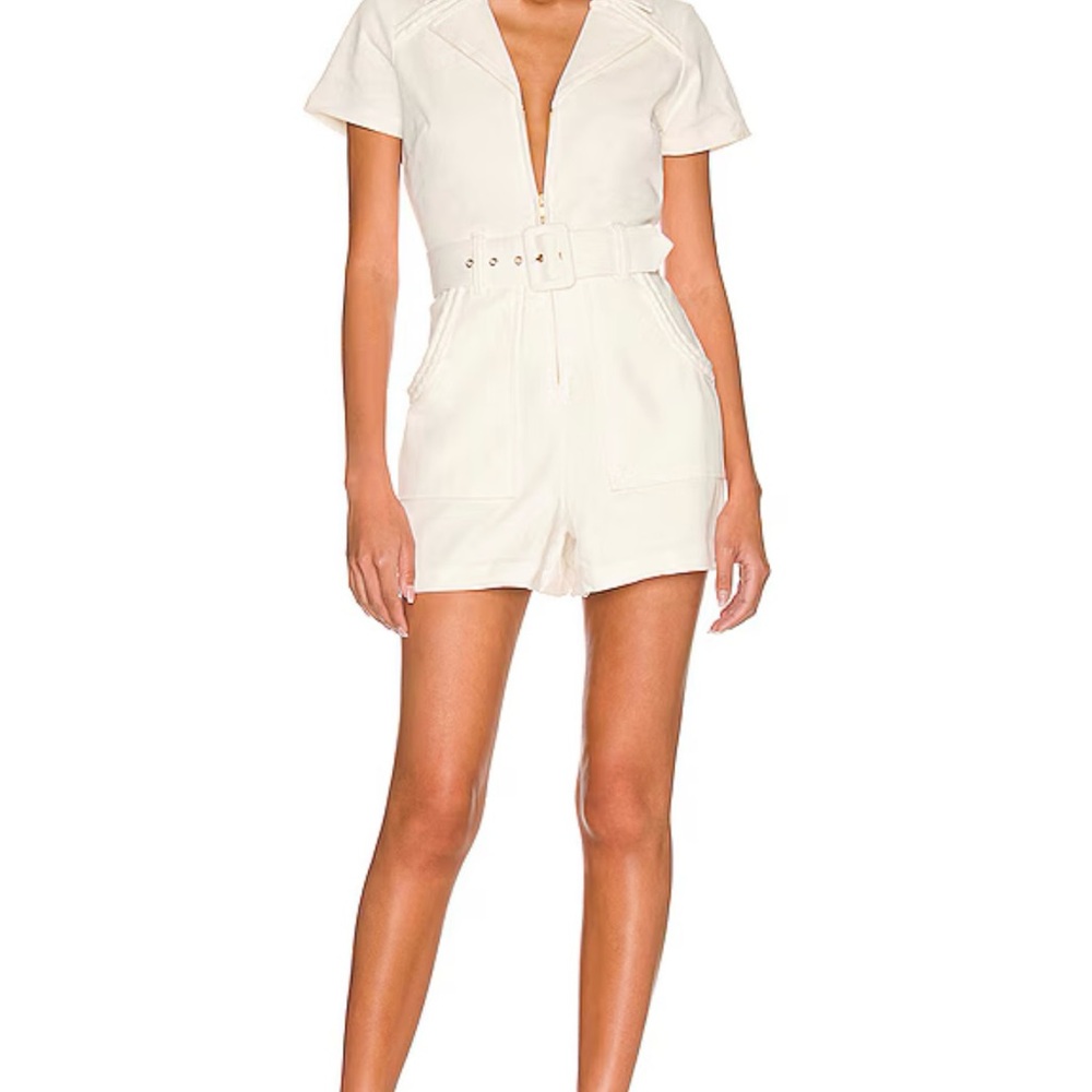 Show Me Your MuMu Cream Belted Romper